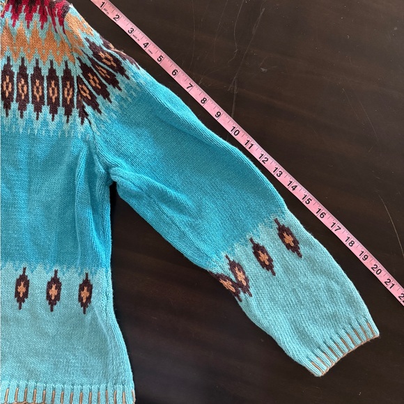 VINTAGE Rod’s Turquoise Patterned Sweater - Picture 4 of 9